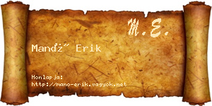 Manó Erik névjegykártya